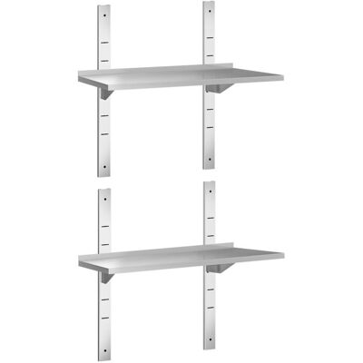 GGM Gastro Wandborde PREMIUM - 800x300mm - mit 2 Etagen Zilver GGM Gastro Wandborde PREMIUM - 800x300mm - mit 2 Etagen Zilver
