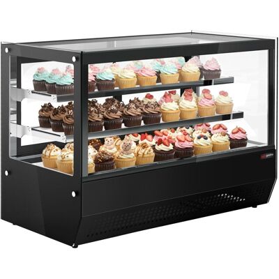 GGM Gastro Tisch-Kühlvitrine - 160 Liter - 900mm - mit 2 Glassblagen - eckig - Schwarz GGM Gastro Tisch-Kühlvitrine - 160 Liter - 900mm - mit 2 Glassblagen - eckig - Schwarz