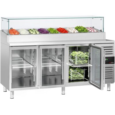 GGM Gastro Zubereitungstisch PREMIUM - 1795mm - 3 Glastüren - mit Glasaufsatz - für 9x GN 1/3 GGM Gastro Zubereitungstisch PREMIUM - 1795mm - 3 Glastüren - mit Glasaufsatz - für 9x GN 1/3