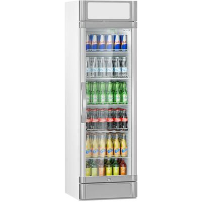 GGM Gastro Getränkekühlschrank - 347 Liter - mit 1 Glastür & Werbedisplay Zilver GGM Gastro Getränkekühlschrank - 347 Liter - mit 1 Glastür & Werbedisplay Zilver