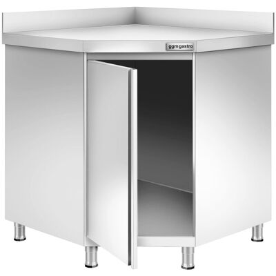 GGM Gastro Edelstahl Eckarbeitsschrank PREMIUM mit Flügeltür & Aufkantung 1000x600mm Zilver GGM Gastro Edelstahl Eckarbeitsschrank PREMIUM mit Flügeltür & Aufkantung 1000x600mm Zilver