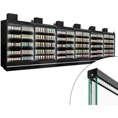 GGM Gastro (6 Stück) Supermarkt-Wandkühlregal - 11250mm - mit doppelt verglasten, rahmenlosen Glasflügeltüren & 5 Ablagen GGM Gastro (6 Stück) Supermarkt-Wandkühlregal - 11250mm - mit doppelt verglasten, rahmenlosen Glasflügeltüren & 5 Ablagen