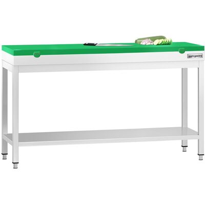 GGM Gastro Edelstahl Arbeitstisch PREMIUM - 1600x600mm - mit Grundboden - inkl. Schneideplatte Grün GGM Gastro Edelstahl Arbeitstisch PREMIUM - 1600x600mm - mit Grundboden - inkl. Schneideplatte Grün