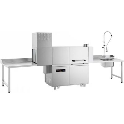 GGM Gastro Bandtransportspülmaschine - Digital - 47 kW - mit Trockner - inkl. Zulauftisch rechts & Auslauftisch links GGM Gastro Bandtransportspülmaschine - Digital - 47 kW - mit Trockner - inkl. Zulauftisch rechts & Auslauftisch links