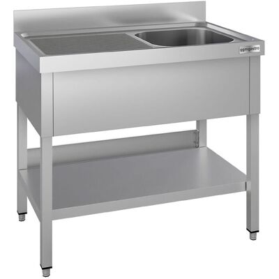 GGM Gastro Spültisch ECO - 1000x600mm - mit Grundboden - mit 1 Becken rechts Zilver GGM Gastro Spültisch ECO - 1000x600mm - mit Grundboden - mit 1 Becken rechts Zilver