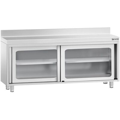 GGM Gastro Edelstahl Arbeitsschrank PREMIUM - 1800x600mm - mit Glasschiebetür & Aufkantung GGM Gastro Edelstahl Arbeitsschrank PREMIUM - 1800x600mm - mit Glasschiebetür & Aufkantung