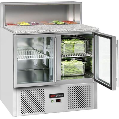 GGM Gastro Saladette ECO - 903mm - 2 Glastüren - mit Edelstahlaufsatz für 5x GN 1/6 GGM Gastro Saladette ECO - 903mm - 2 Glastüren - mit Edelstahlaufsatz für 5x GN 1/6