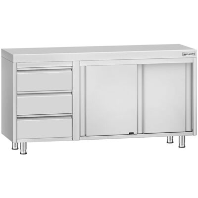 GGM Gastro Edelstahl Arbeitsschrank ECO - 1400x700mm - mit 3 Schubladen links Zilver GGM Gastro Edelstahl Arbeitsschrank ECO - 1400x700mm - mit 3 Schubladen links Zilver