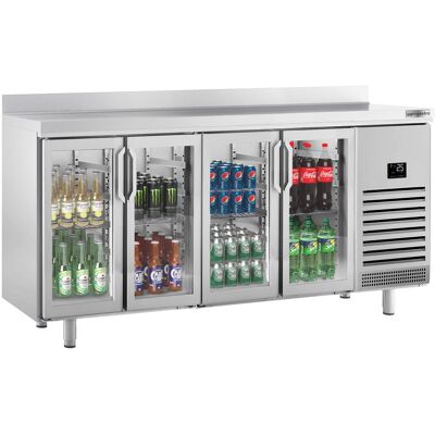 GGM Gastro Kühltisch Premium PLUS - 2452x700mm - mit 4 Glastüren & Aufkantung Zilver GGM Gastro Kühltisch Premium PLUS - 2452x700mm - mit 4 Glastüren & Aufkantung Zilver