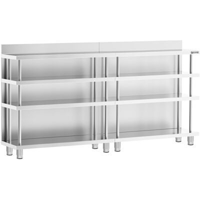 GGM Gastro Bar-Arbeitstisch - Edelstahl - 2000x600mm - mit 4 Ablagen GGM Gastro Bar-Arbeitstisch - Edelstahl - 2000x600mm - mit 4 Ablagen