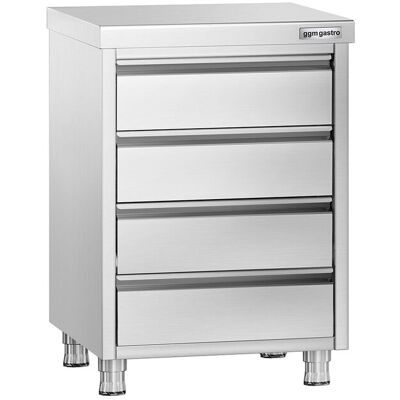 GGM Gastro Schubladenschrank PREMIUM mit 4 Schubladen - 500x600mm Zilver GGM Gastro Schubladenschrank PREMIUM mit 4 Schubladen - 500x600mm Zilver