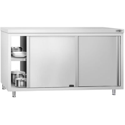 GGM Gastro Edelstahl Arbeitsschrank PREMIUM - 1600x600mm - mit Durchreiche Zilver GGM Gastro Edelstahl Arbeitsschrank PREMIUM - 1600x600mm - mit Durchreiche Zilver