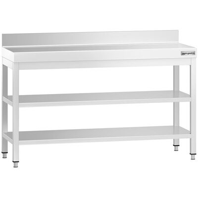 GGM Gastro Edelstahl Arbeitstisch PREMIUM - 1400x600mm - mit Grundboden, Aufkantung & Zwischenboden Zilver GGM Gastro Edelstahl Arbeitstisch PREMIUM - 1400x600mm - mit Grundboden, Aufkantung & Zwischenboden Zilver
