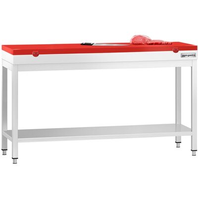 GGM Gastro Edelstahl Arbeitstisch PREMIUM - 1600x600mm - mit Grundboden - inkl. Schneideplatte Rot GGM Gastro Edelstahl Arbeitstisch PREMIUM - 1600x600mm - mit Grundboden - inkl. Schneideplatte Rot