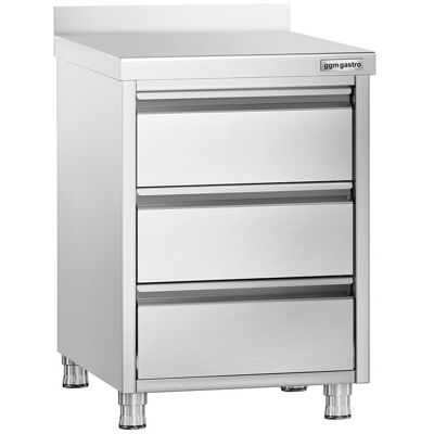 GGM Gastro Schubladenschrank PREMIUM mit 3 Schubladen & Aufkantung - 500x700mm Zilver GGM Gastro Schubladenschrank PREMIUM mit 3 Schubladen & Aufkantung - 500x700mm Zilver