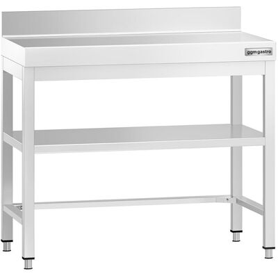 GGM Gastro Edelstahl Arbeitstisch PREMIUM - 800x600mm - mit Grundboden, Aufkantung & Verstrebung Zilver GGM Gastro Edelstahl Arbeitstisch PREMIUM - 800x600mm - mit Grundboden, Aufkantung & Verstrebung Zilver