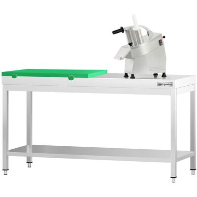GGM Gastro Edelstahl Arbeitstisch PREMIUM - 2000x600mm - mit Grundboden - inkl. 1/2 Schneideplatte Grün GGM Gastro Edelstahl Arbeitstisch PREMIUM - 2000x600mm - mit Grundboden - inkl. 1/2 Schneideplatte Grün