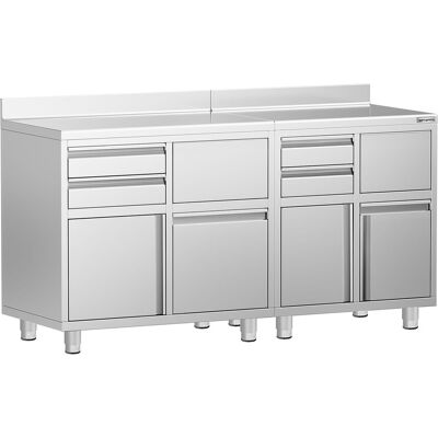 GGM Gastro Arbeitsschrank - für Kaffeemaschine - 1400x600mm - mit 4 Schubladen, 4 Türen, 2 Abklopfschubladen & Aufkantung GGM Gastro Arbeitsschrank - für Kaffeemaschine - 1400x600mm - mit 4 Schubladen, 4 Türen, 2 Abklopfschubladen & Aufkantung