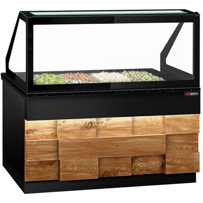 GGM Gastro Saladette TORONTO - 1500mm - Holzfront - 2 Türen - für 4x GN 1/1 - schwarze Granit-Arbeitsplatte Zwart / Bruin GGM Gastro Saladette TORONTO - 1500mm - Holzfront - 2 Türen - für 4x GN 1/1 - schwarze Granit-Arbeitsplatte Zwart / Bruin