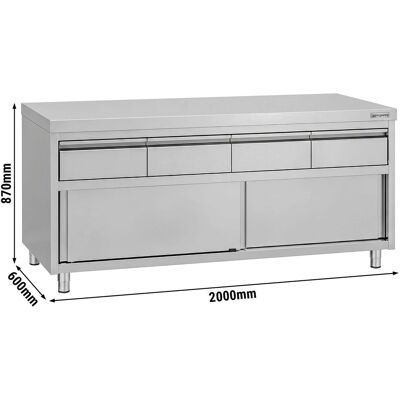 GGM Gastro Edelstahl Arbeitsschrank ECO - 2000x600mm - mit 4 Schubladen GGM Gastro Edelstahl Arbeitsschrank ECO - 2000x600mm - mit 4 Schubladen