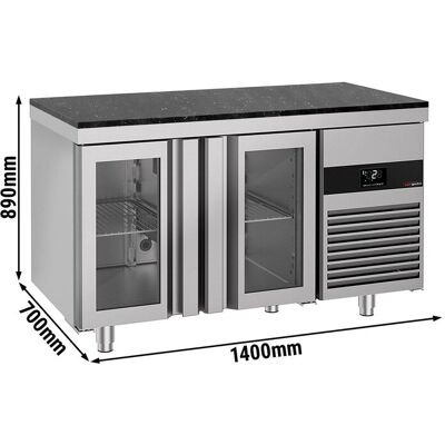 GGM Gastro Kühltisch PREMIUM - 1400x700mm - mit 2 Glastüren - inkl. Granitarbeitsplatte GGM Gastro Kühltisch PREMIUM - 1400x700mm - mit 2 Glastüren - inkl. Granitarbeitsplatte