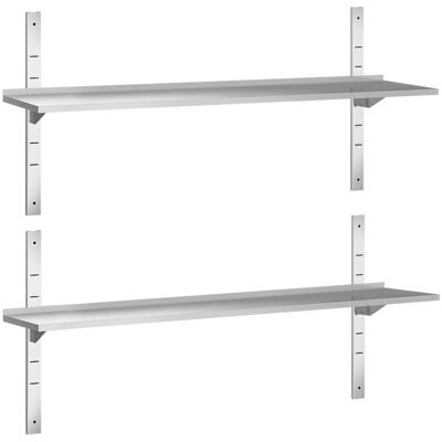 GGM Gastro Wandborde PREMIUM - 1600x400mm - mit 2 Etagen Zilver GGM Gastro Wandborde PREMIUM - 1600x400mm - mit 2 Etagen Zilver