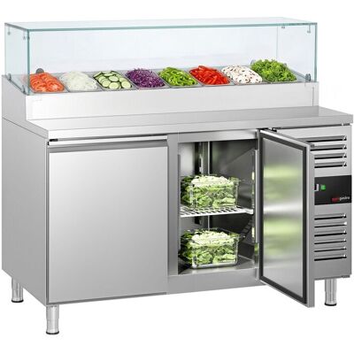 GGM Gastro Zubereitungstisch PREMIUM - 1510mm - 2 Türen - mit Glasaufsatz - für 8x GN 1/3 GGM Gastro Zubereitungstisch PREMIUM - 1510mm - 2 Türen - mit Glasaufsatz - für 8x GN 1/3