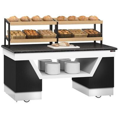 GGM Gastro Brotregal BELFAST - 2000mm - mit Rollen - schwarze Granit-Arbeitsplatte GGM Gastro Brotregal BELFAST - 2000mm - mit Rollen - schwarze Granit-Arbeitsplatte