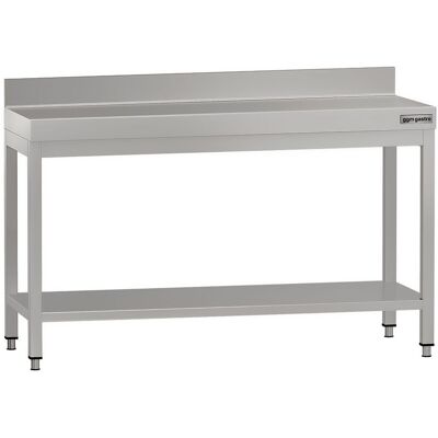 GGM Gastro Edelstahl Arbeitstisch ECO - 1400x600mm - mit Grundboden & Aufkantung Zilver GGM Gastro Edelstahl Arbeitstisch ECO - 1400x600mm - mit Grundboden & Aufkantung Zilver