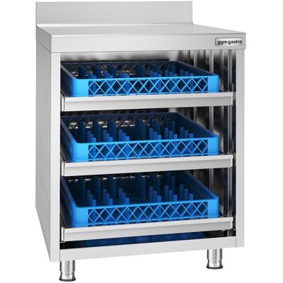 GGM Gastro Arbeitsschrank - Edelstahl - 647x600mm - mit 3 Schubladen für Geschirrkörbe GGM Gastro Arbeitsschrank - Edelstahl - 647x600mm - mit 3 Schubladen für Geschirrkörbe