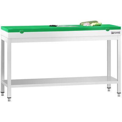 GGM Gastro Edelstahl Arbeitstisch PREMIUM - 1500x600mm - mit Grundboden - inkl. Schneideplatte Grün GGM Gastro Edelstahl Arbeitstisch PREMIUM - 1500x600mm - mit Grundboden - inkl. Schneideplatte Grün