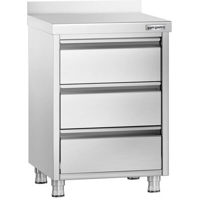GGM Gastro Schubladenschrank PREMIUM mit 3 Schubladen & Aufkantung - 500x600mm Zilver GGM Gastro Schubladenschrank PREMIUM mit 3 Schubladen & Aufkantung - 500x600mm Zilver