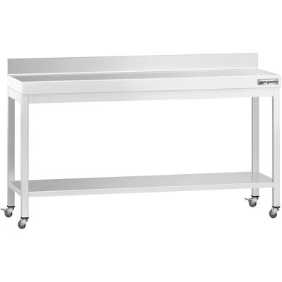 GGM Gastro Edelstahl Arbeitstisch PREMIUM - 2000x600mm - mit Grundboden, Aufkantung & Rollen GGM Gastro Edelstahl Arbeitstisch PREMIUM - 2000x600mm - mit Grundboden, Aufkantung & Rollen