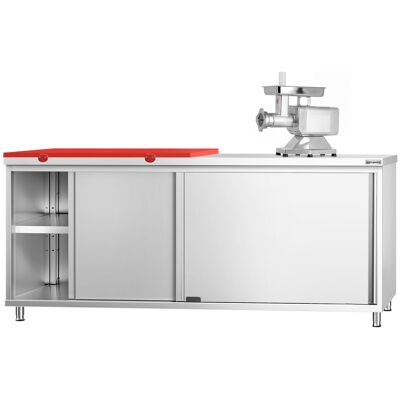 GGM Gastro Edelstahl Arbeitsschrank PREMIUM - 2000x700mm - mit Schiebetür - inkl. 1/2 Schneideplatte Rot GGM Gastro Edelstahl Arbeitsschrank PREMIUM - 2000x700mm - mit Schiebetür - inkl. 1/2 Schneideplatte Rot
