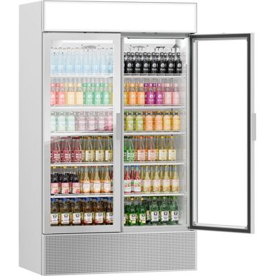 GGM Gastro Getränkekühlschrank - 1200 Liter - rahmenloses Design - mit 2 Glastüren & Werbedisplay Zilver GGM Gastro Getränkekühlschrank - 1200 Liter - rahmenloses Design - mit 2 Glastüren & Werbedisplay Zilver