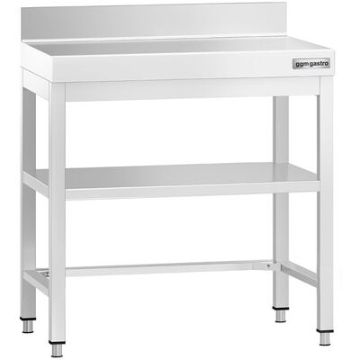 GGM Gastro Edelstahl Arbeitstisch PREMIUM - 600x600mm - mit Grundboden, Aufkantung & Verstrebung Zilver GGM Gastro Edelstahl Arbeitstisch PREMIUM - 600x600mm - mit Grundboden, Aufkantung & Verstrebung Zilver