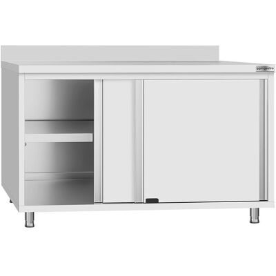 GGM Gastro Edelstahl Arbeitsschrank ECO - 1400x600mm - mit Schiebetür & Aufkantung Zilver GGM Gastro Edelstahl Arbeitsschrank ECO - 1400x600mm - mit Schiebetür & Aufkantung Zilver