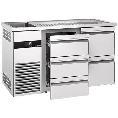 GGM Gastro Biertheke PREMIUM - 1550x700mm - 5 Schubladen Zilver GGM Gastro Biertheke PREMIUM - 1550x700mm - 5 Schubladen Zilver
