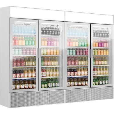 GGM Gastro (2 Stück) Getränkekühlschrank - 2400 Liter - rahmenloses Design - mit 4 Glastüren & Werbedisplay Zilver GGM Gastro (2 Stück) Getränkekühlschrank - 2400 Liter - rahmenloses Design - mit 4 Glastüren & Werbedisplay Zilver
