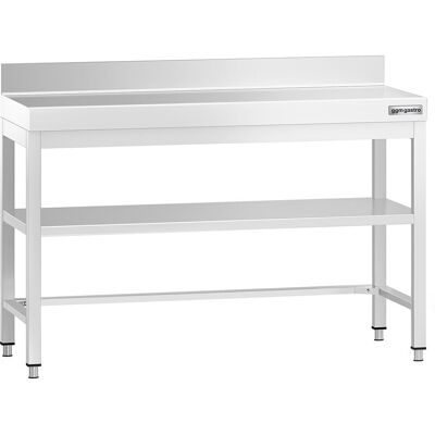 GGM Gastro Edelstahl Arbeitstisch PREMIUM - 1200x700mm - mit Grundboden, Aufkantung & Verstrebung Zilver GGM Gastro Edelstahl Arbeitstisch PREMIUM - 1200x700mm - mit Grundboden, Aufkantung & Verstrebung Zilver