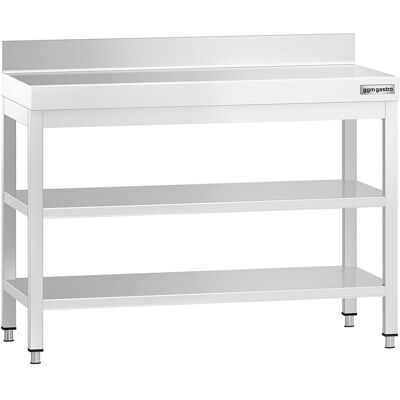 GGM Gastro Edelstahl Arbeitstisch PREMIUM - 1000x600mm - mit Grundboden, Aufkantung & Zwischenboden Zilver GGM Gastro Edelstahl Arbeitstisch PREMIUM - 1000x600mm - mit Grundboden, Aufkantung & Zwischenboden Zilver
