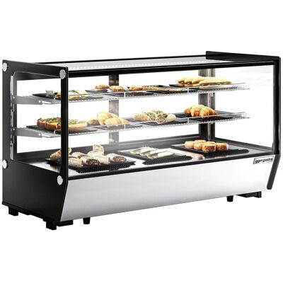 GGM Gastro Tisch-Kühlvitrine - 200 Liter - 1220mm - eckig - mit 2 Ablagen Zilver / Zwart GGM Gastro Tisch-Kühlvitrine - 200 Liter - 1220mm - eckig - mit 2 Ablagen Zilver / Zwart