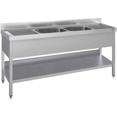GGM Gastro Spültisch ECO - 1800x600mm - mit Grundboden - mit 2 Becken mittig GGM Gastro Spültisch ECO - 1800x600mm - mit Grundboden - mit 2 Becken mittig