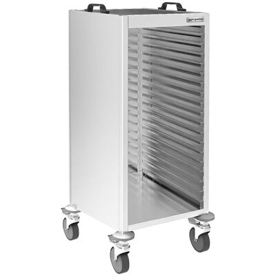 GGM Gastro Tablettwagen - Edelstahl - für 18 Tabletts - 400x280mm - mit geräuscharmen Rollen Zilver GGM Gastro Tablettwagen - Edelstahl - für 18 Tabletts - 400x280mm - mit geräuscharmen Rollen Zilver