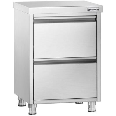 GGM Gastro Schubladenschrank PREMIUM mit 2 Schubladen - 500x600mm Zilver GGM Gastro Schubladenschrank PREMIUM mit 2 Schubladen - 500x600mm Zilver