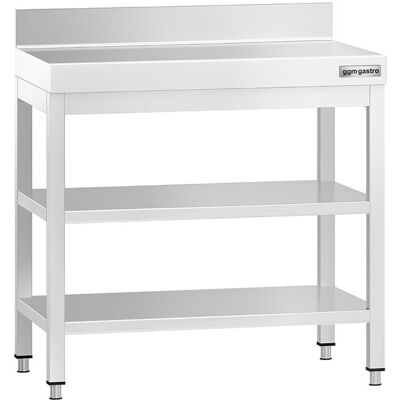 GGM Gastro Edelstahl Arbeitstisch PREMIUM - 700x600mm - mit Grundboden, Aufkantung & Zwischenboden Zilver GGM Gastro Edelstahl Arbeitstisch PREMIUM - 700x600mm - mit Grundboden, Aufkantung & Zwischenboden Zilver
