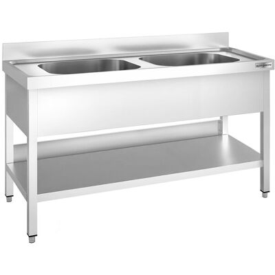 GGM Gastro Spültisch PREMIUM - 1400x700mm - mit Grundboden - mit 2 Becken mittig GGM Gastro Spültisch PREMIUM - 1400x700mm - mit Grundboden - mit 2 Becken mittig