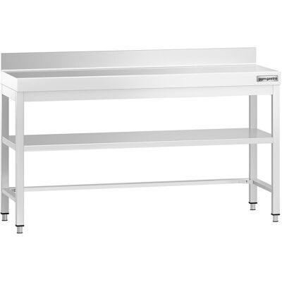 GGM Gastro Edelstahl Arbeitstisch PREMIUM - 1600x800mm - mit Grundboden, Aufkantung & Verstrebung Zilver GGM Gastro Edelstahl Arbeitstisch PREMIUM - 1600x800mm - mit Grundboden, Aufkantung & Verstrebung Zilver