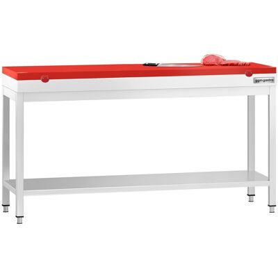 GGM Gastro Edelstahl Arbeitstisch PREMIUM - 2000x600mm - mit Grundboden - inkl. Schneideplatte Rot GGM Gastro Edelstahl Arbeitstisch PREMIUM - 2000x600mm - mit Grundboden - inkl. Schneideplatte Rot