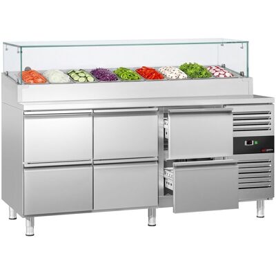 GGM Gastro Zubereitungstisch PREMIUM - 1795mm - 6 Schubladen - mit Glasaufsatz - für 9x GN 1/3 GGM Gastro Zubereitungstisch PREMIUM - 1795mm - 6 Schubladen - mit Glasaufsatz - für 9x GN 1/3